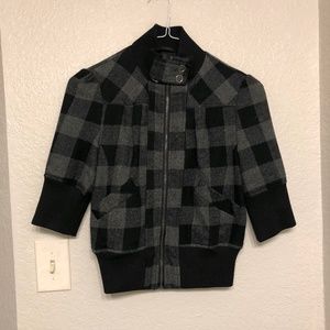 Size medium forever 21 black and gray plaid halter jacket